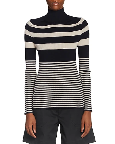 Moncler Wool Striped Mock Neck Sweater