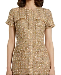 Boucle Short Sleeve Mini Dress With Pockets
