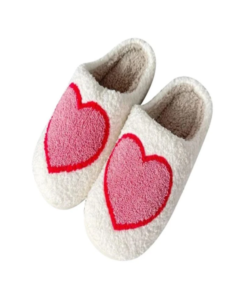 Girls' Plush Heart Slippers - Big Kid