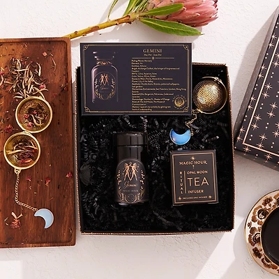 Magic Hour Astrology Minded Mini Gift Set with Opal Moon Strainer, Gemini