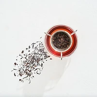Bohemian Breakfast Black Tea Probiotic Rich Vanilla Puerh Tea for Digestion & Energy in Violet Glass Apothecary Jar, 6 oz.