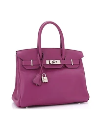 Birkin 30 Handbag Purple Swift with Palladium Hardware