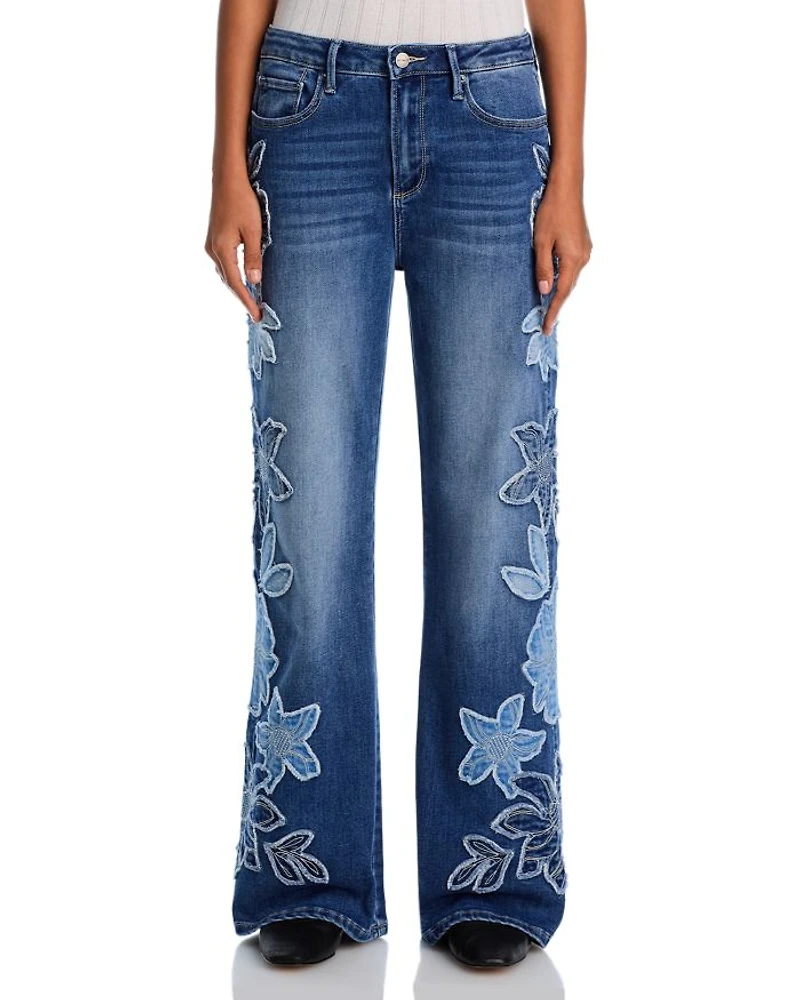 Charlee x Denim Patch Wide Legs Jeans Medium Wash