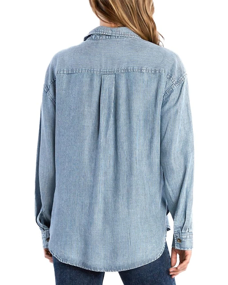 Indigo Half Button Shirt