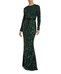 Mac Duggal Embellished Illusion High Neck Dress