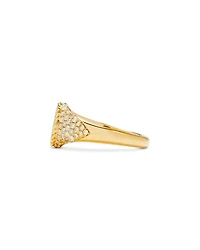 9K Yellow Gold Grey Diamond Pavé Heart Signet Ring, 0.52 tcw