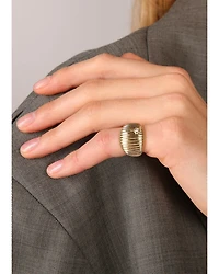 9K Yellow Gold Diamond Ribbed Ring, 0.04 tcw