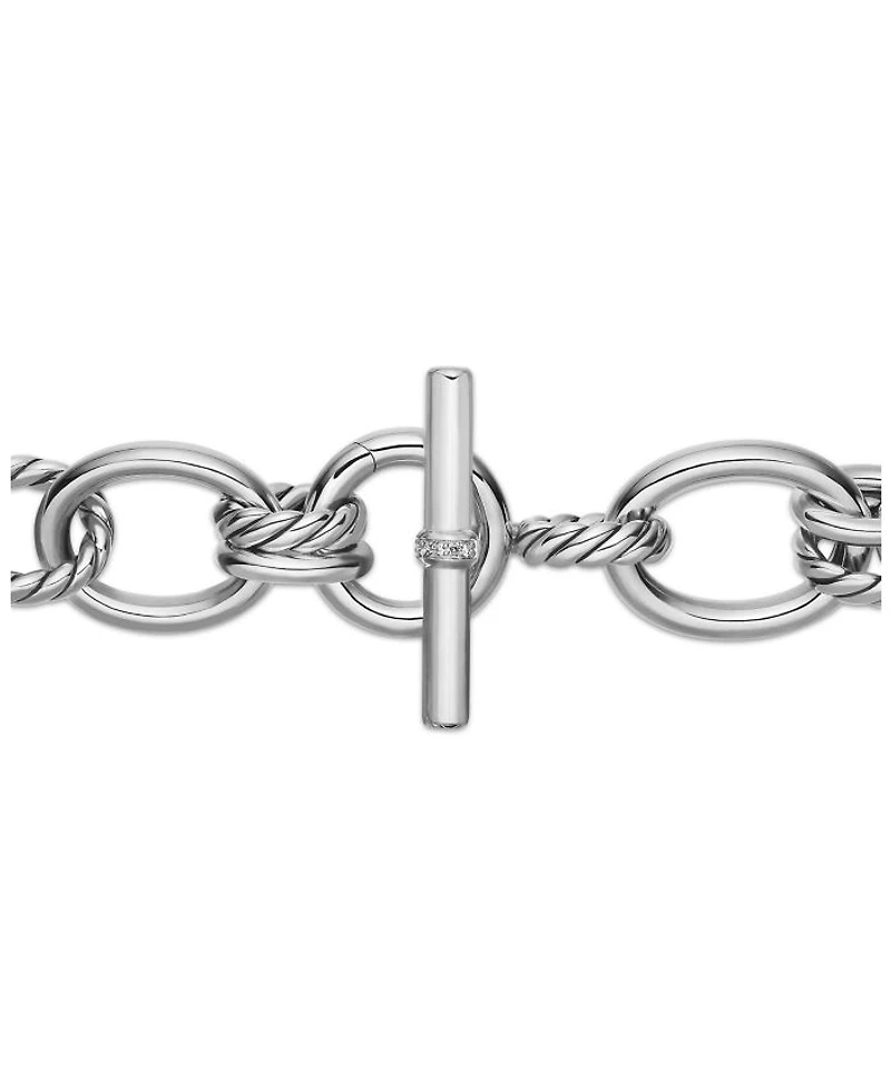 Sterling Silver DY Mercer Diamond Polished Link Collar Necklace