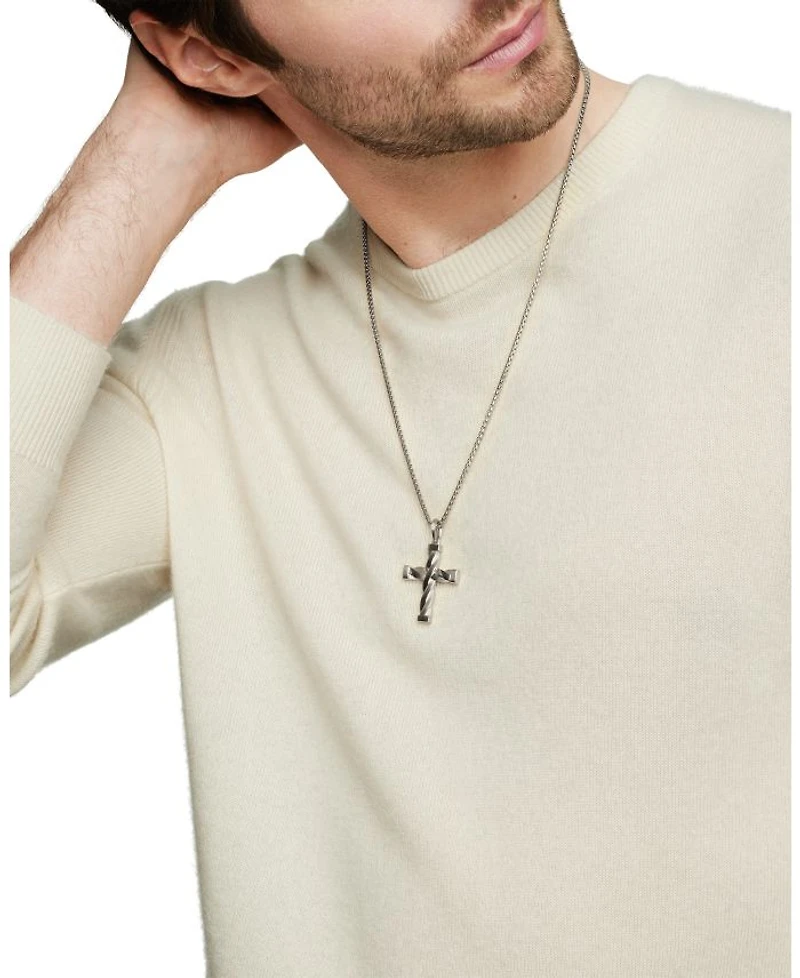 Men's DY Helios Cross Pendant in Sterling Silver, 48mm