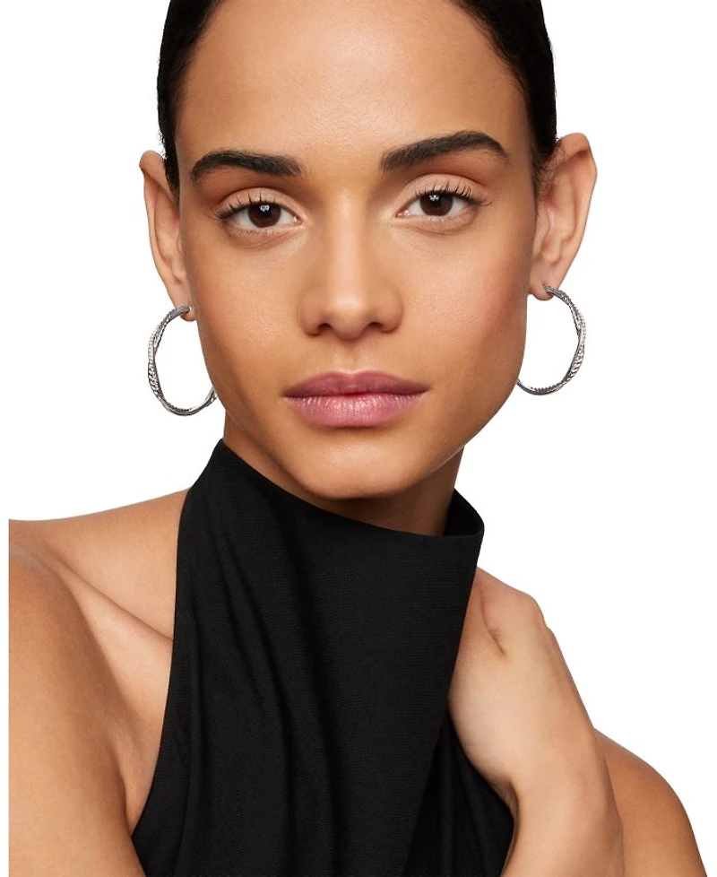Petite Infinity Hoop Earrings in Sterling Silver with Pavé Diamonds