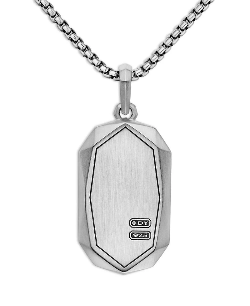 Men's Torqued Faceted Amulet in Sterling Silver with Diamonds