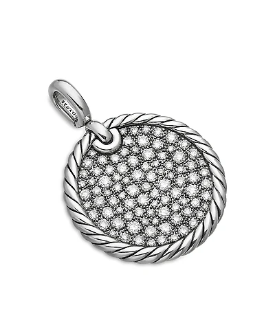 David Yurman Sterling Silver Elements Diamond Pave Disc Pendant