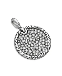 David Yurman Sterling Silver Elements Diamond Pave Disc Pendant