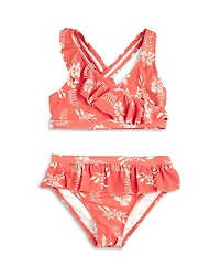 Miles the Label Girls' Floral Ruffle Cross Over Two Piece Swim Suit - Baby