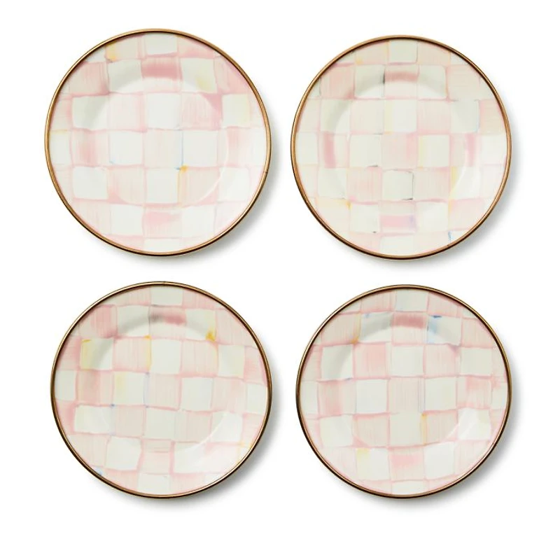 Rosy Check Appetizer Plates, Set of 4