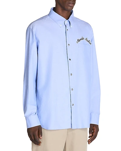 Moncler Cotton Embroidered Logo Button Down Shirt
