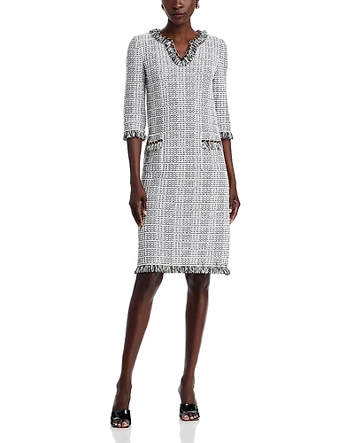 Misook Fringe Trim Shift Dress