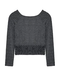 Girls' Metallic Knit Fringe Top - Big Kid