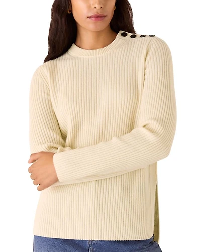 Button Trim Wool Sweater