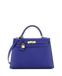 Kelly 32 Handbag Blue Epsom with Gold Hardware