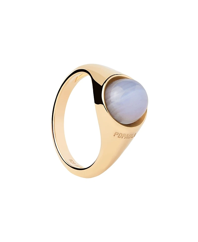 Pdpaola Women's Agate Moon Ring
