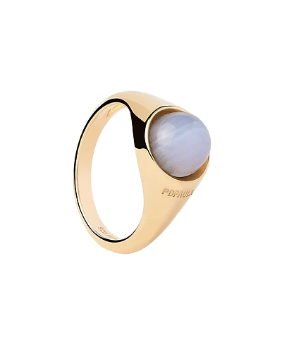 Pdpaola Women's Agate Moon Ring