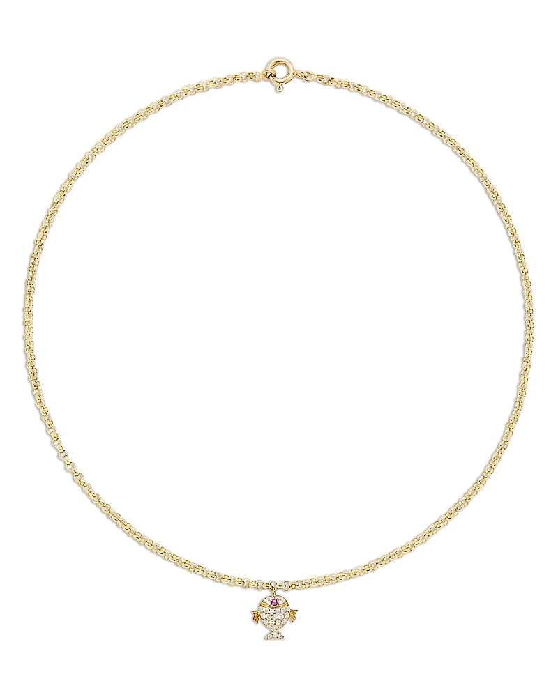 Yvonne Leon Petit Poison Oj Ruby & Gray Diamond Fish Pendant Necklace