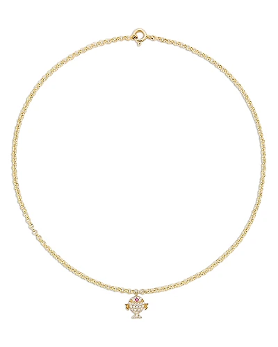 Yvonne Leon Petit Poison Oj Ruby & Gray Diamond Fish Pendant Necklace