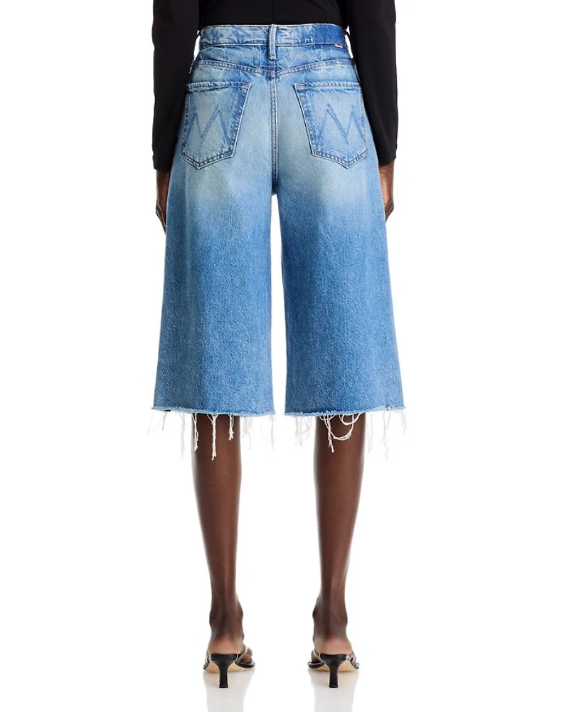 The Whole Fray Denim Culotte Shorts Wipeout