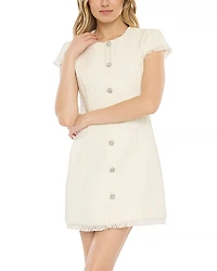 Likely Riello Tweed Fringe Trim Mini Dress