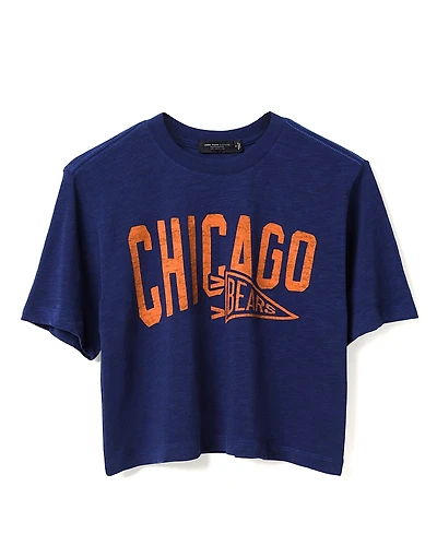 Junk Food Clothing Women's Nfl Chicago Bears Dual Threat Mock Neck Crop Tee