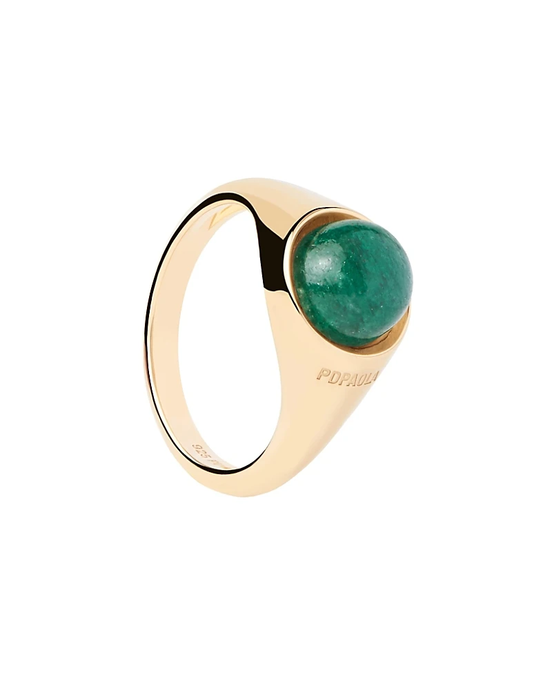 Pdpaola Women's Aventurine Moon Ring