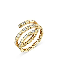 Sydney Evan 14K Yellow Gold Diamond Baguette & Round Bezel Coil Ring
