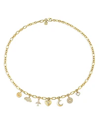Sydney Evan 14K Yellow Gold Diamond Jet Set Dangle Collar Necklace, 18