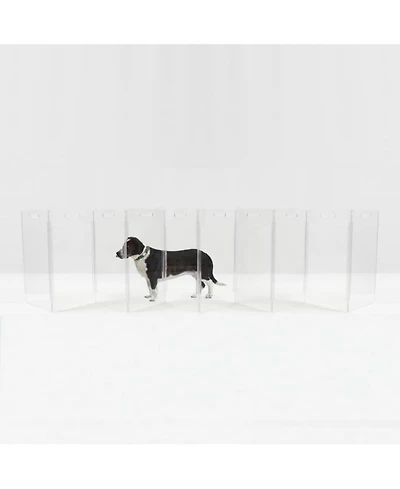 Clear Freestanding Pet Gate Zig Zag, 10 Panel