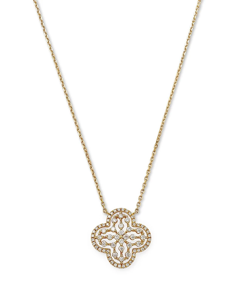 Bloomingdale's Fine Collection Diamond Clover Pendant Necklace