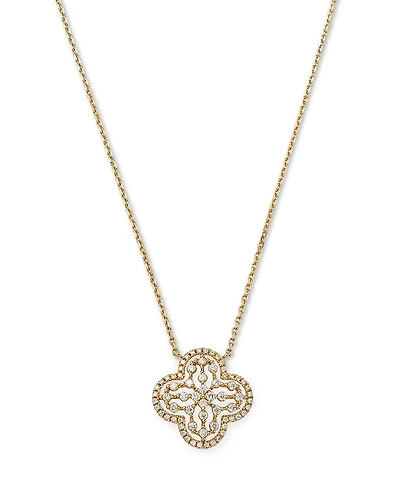 Bloomingdale's Fine Collection Diamond Clover Pendant Necklace