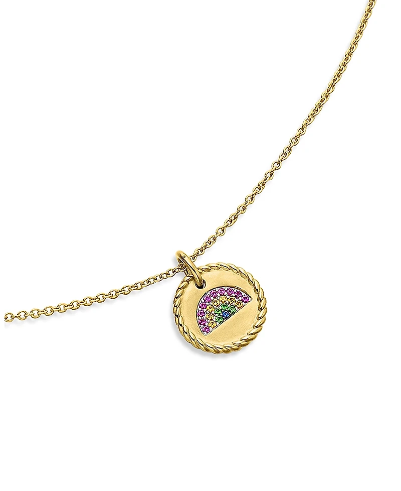 David Yurman Cable Collectibles Rainbow Necklace with Pink Sapphire, Yellow Sapphire & Tsavorite