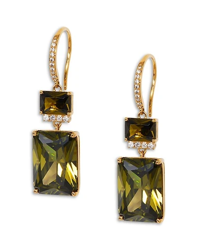 Macaron Cubic Zirconia Double Drop Earrings 18K Gold Plated