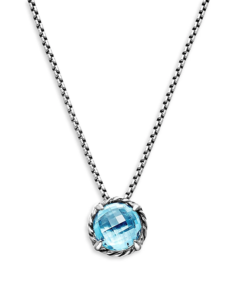 David Yurman Chatelaine Pendant Necklace with Blue Topaz