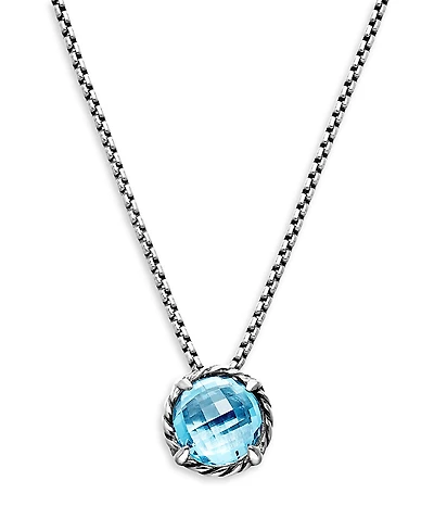 David Yurman Chatelaine Pendant Necklace with Blue Topaz