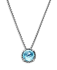 David Yurman Chatelaine Pendant Necklace with Blue Topaz