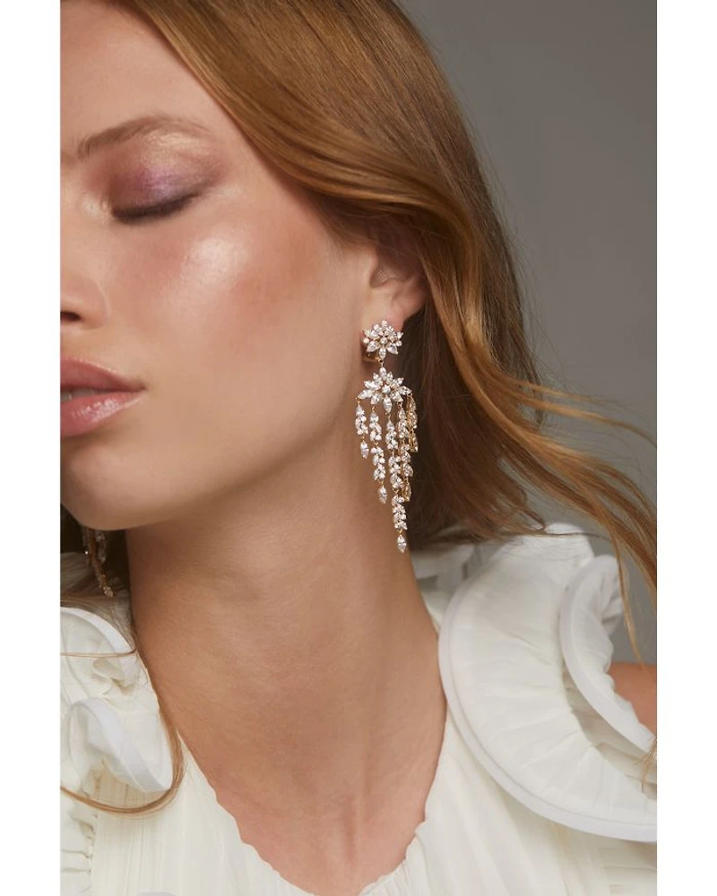 Sav Cubic Zirconia Cluster Chandelier Earrings