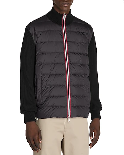 Moncler Wool Knit Quilted Down Combo Cardigan