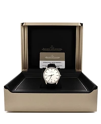 Master Ultra Thin Date Automatic Watch in White Gold and Alligator with Diamond Bezel 40mm