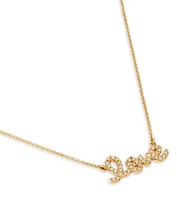 14K Yellow Gold Diamond Love Script Pendant Necklace, 18"