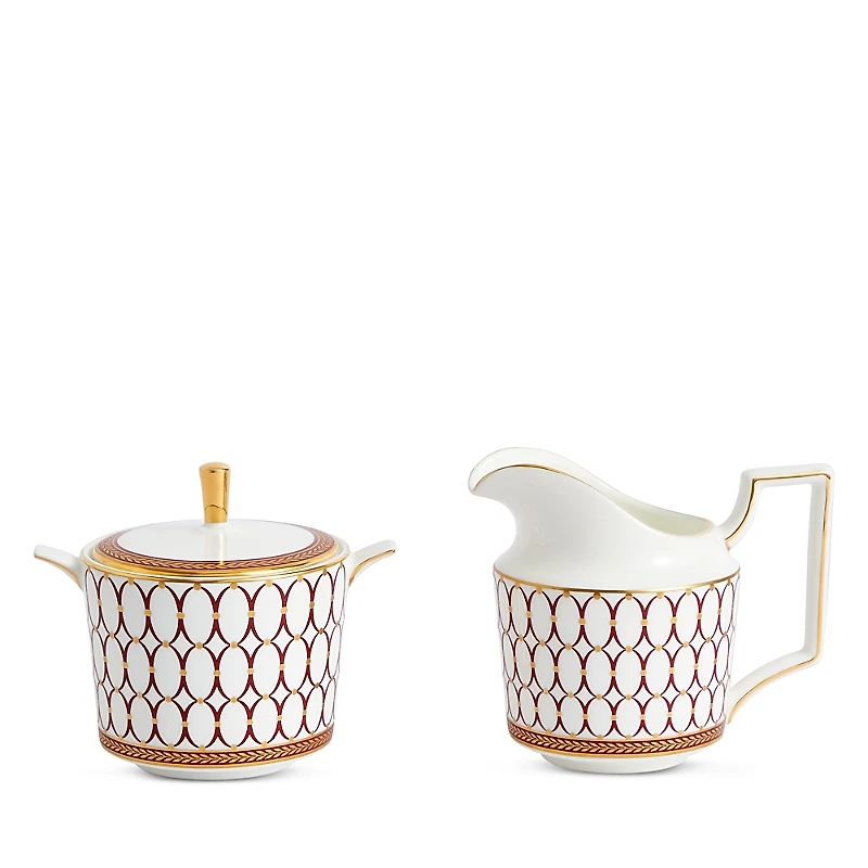 Wedgwood Renaissance Red Sugar and Creamer Set