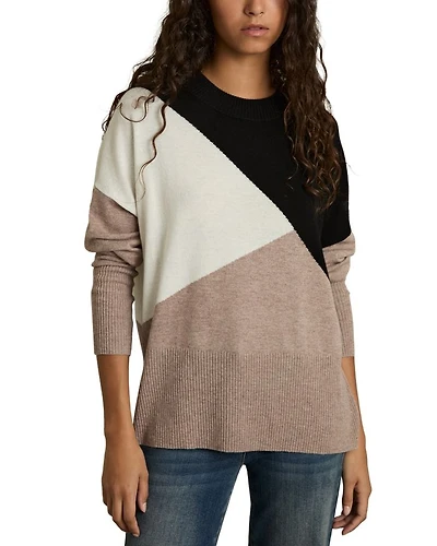 Color Blocked Crewneck Sweater