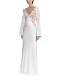 x Christopher Kane Lace Satin Long Sleeve Maxi Dress