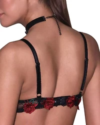 Bleeding Rose Embroidered Demi Bra